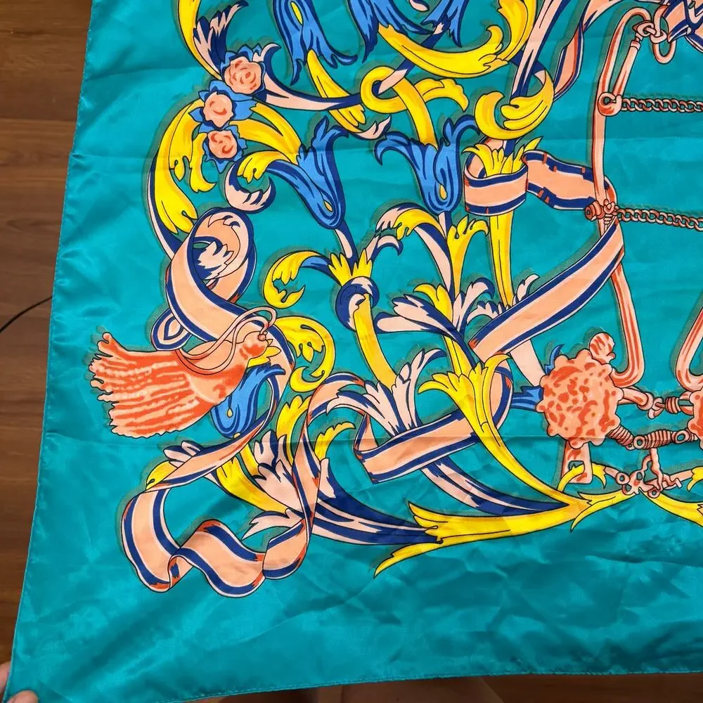 Vintage Oversized Satin Bandana Square Scarf